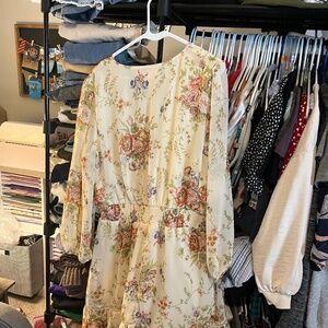 Lauren Conrad creme with flowers lined dress XXL